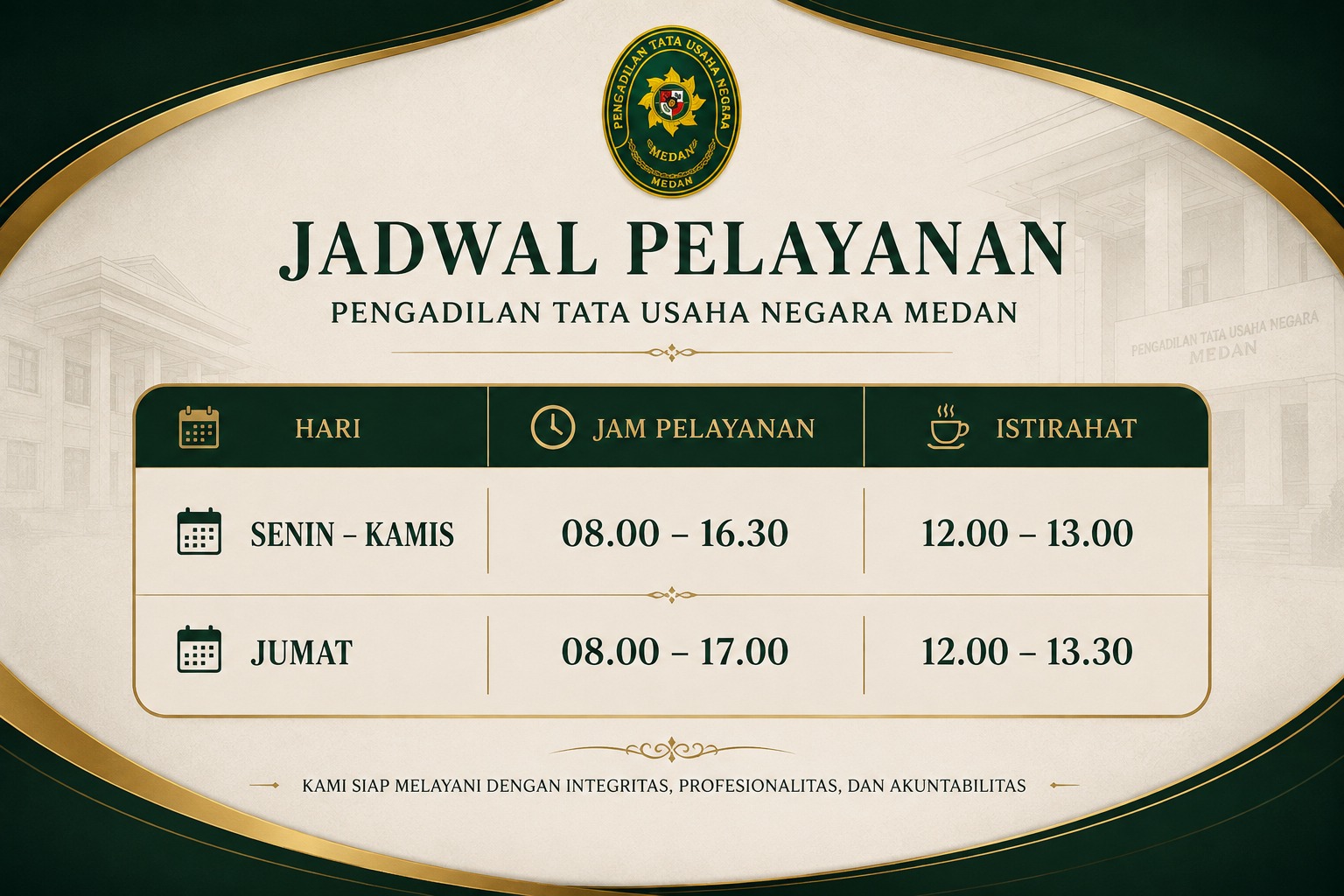 Jadwal Pelayanan PPID PTUN Medan